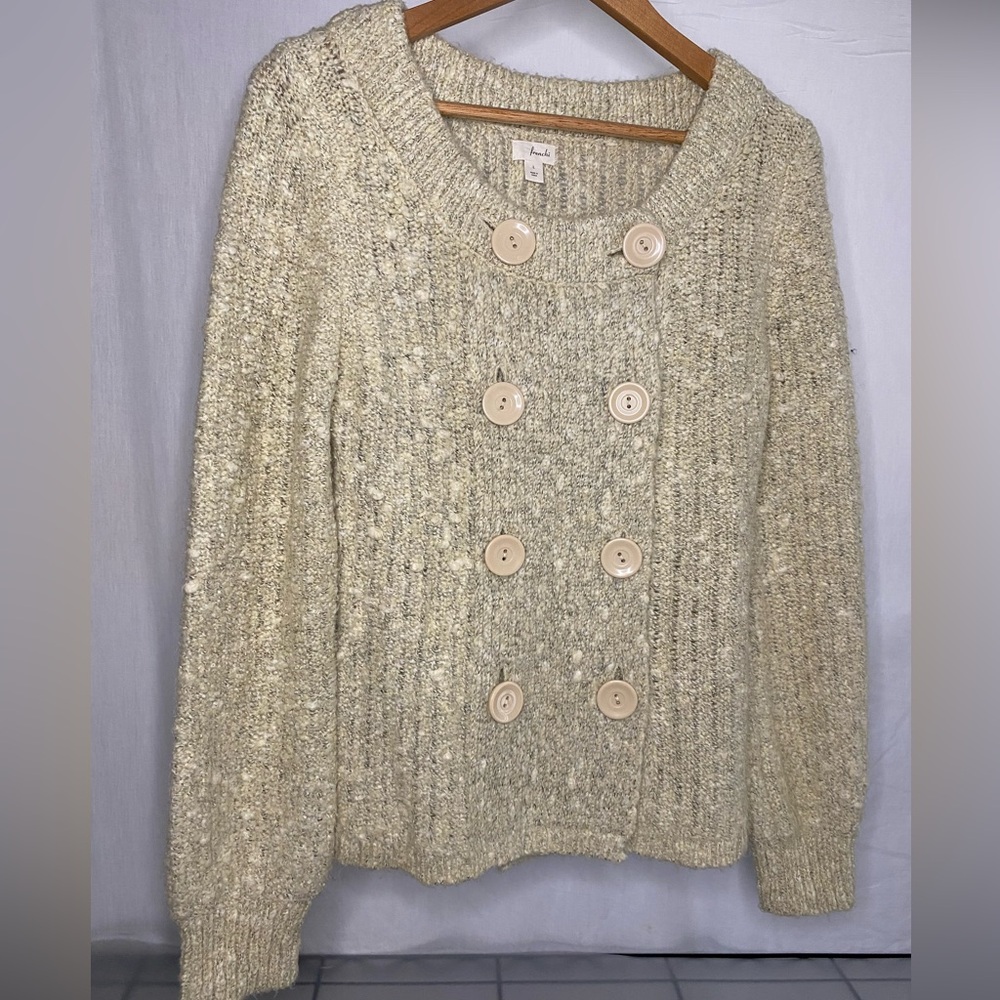frenchi Large Cardigan Sweater Button Up Granny Wool Blend